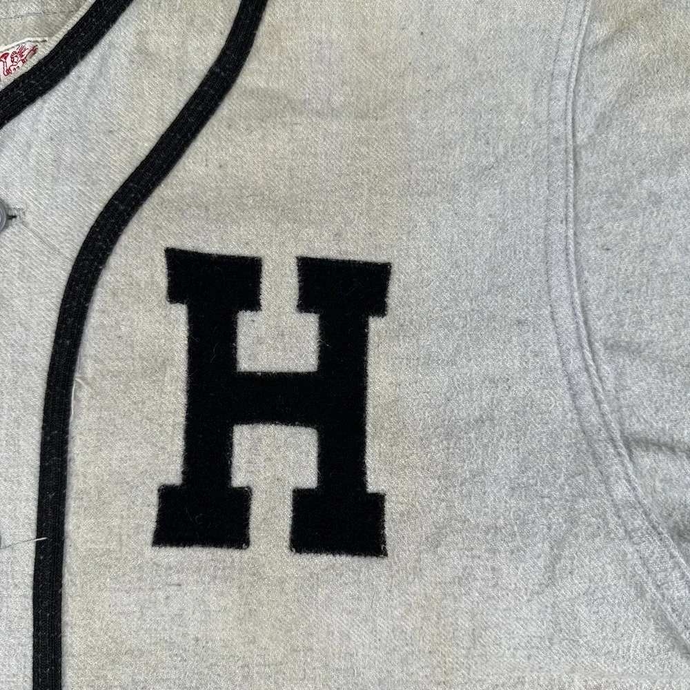 Vintage 30s 40s Baseball Jersey Mens 44 Gray Black Felt H Rubys Sorting‎ Goods